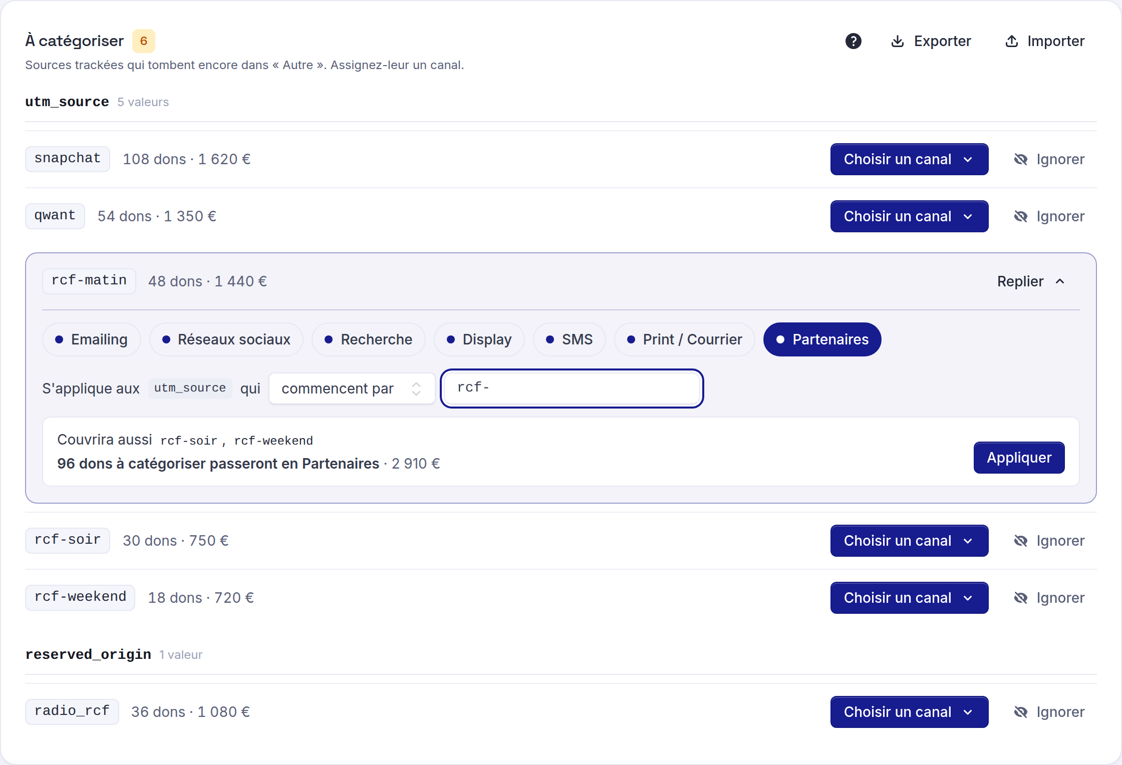 Une règle « commence par » dans l'éditeur